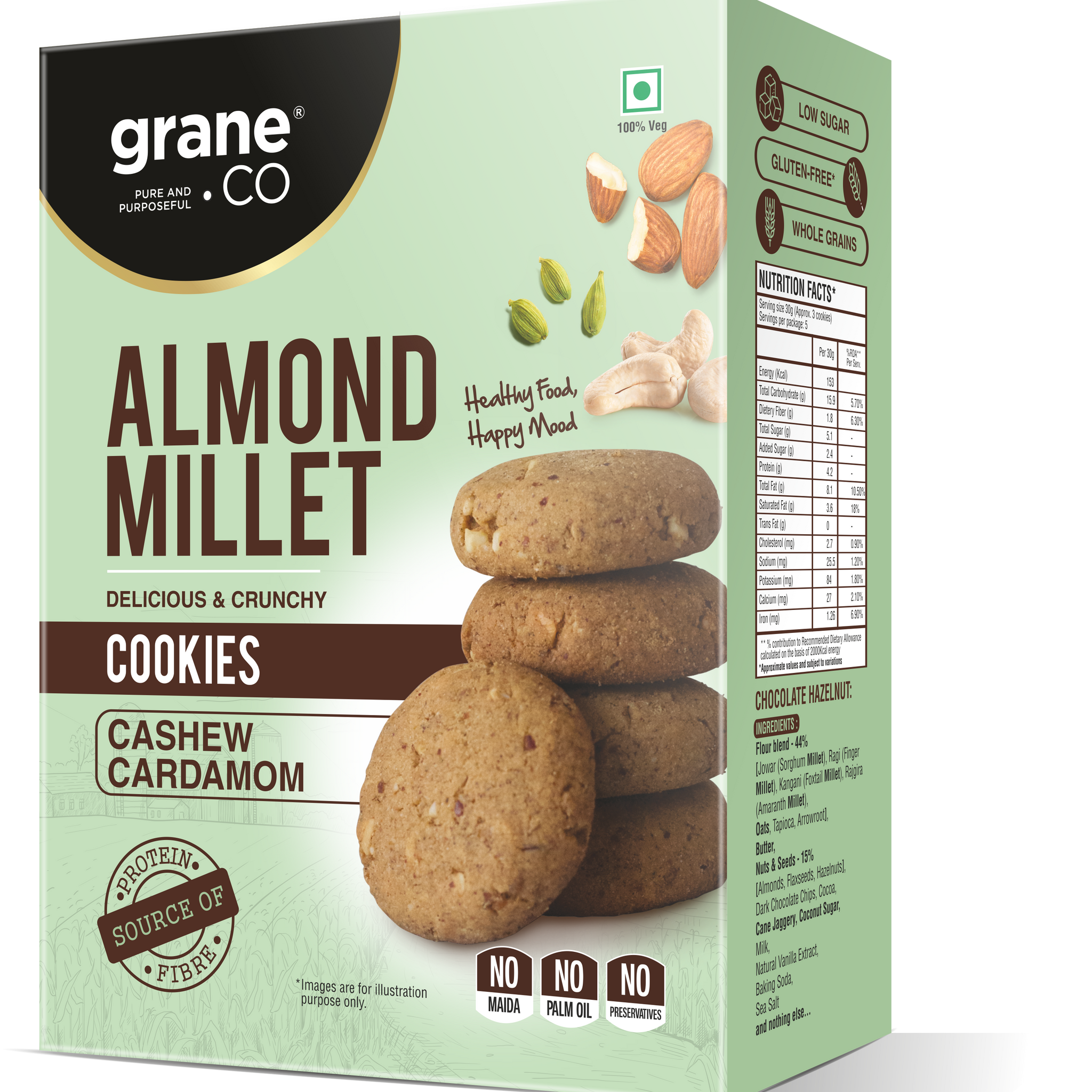 Almond Millet Cookies - Cashew Cardamom