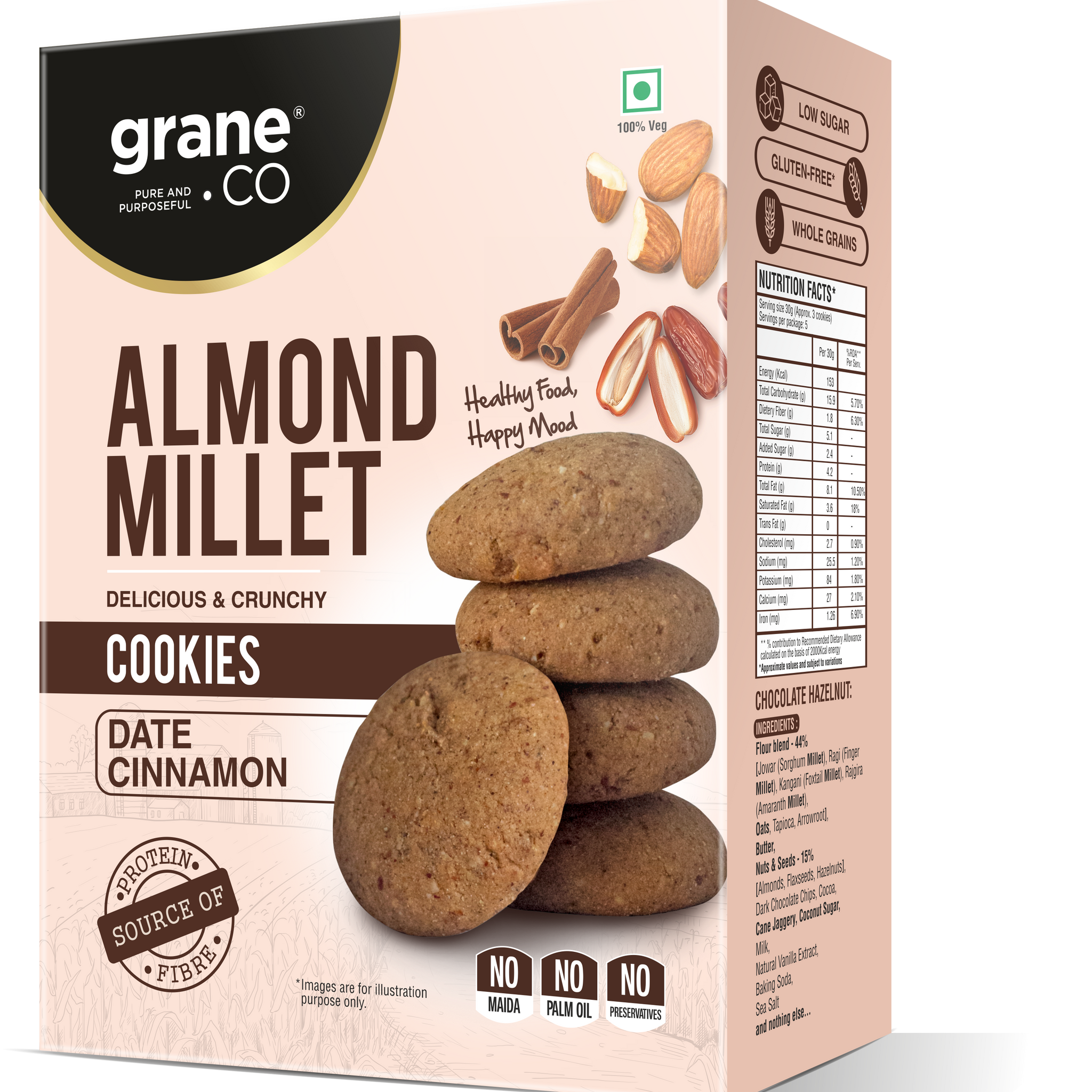 Almond Millet Cookies - Date Cinnamon