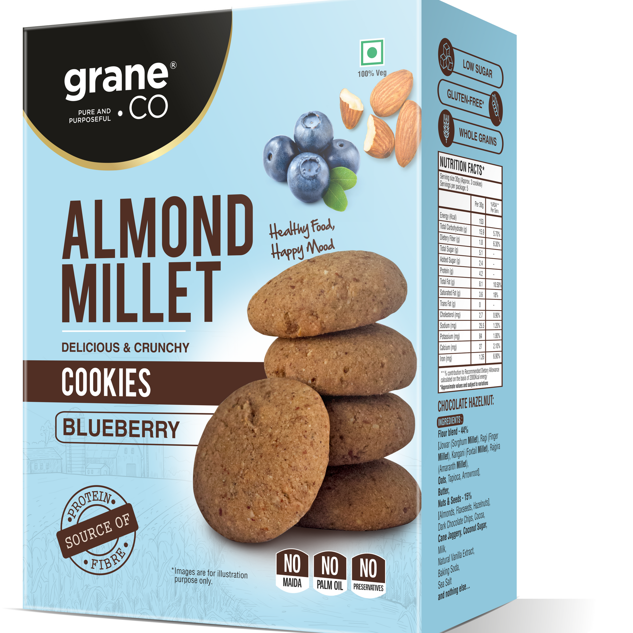 Almond Millet Cookies - Blueberry