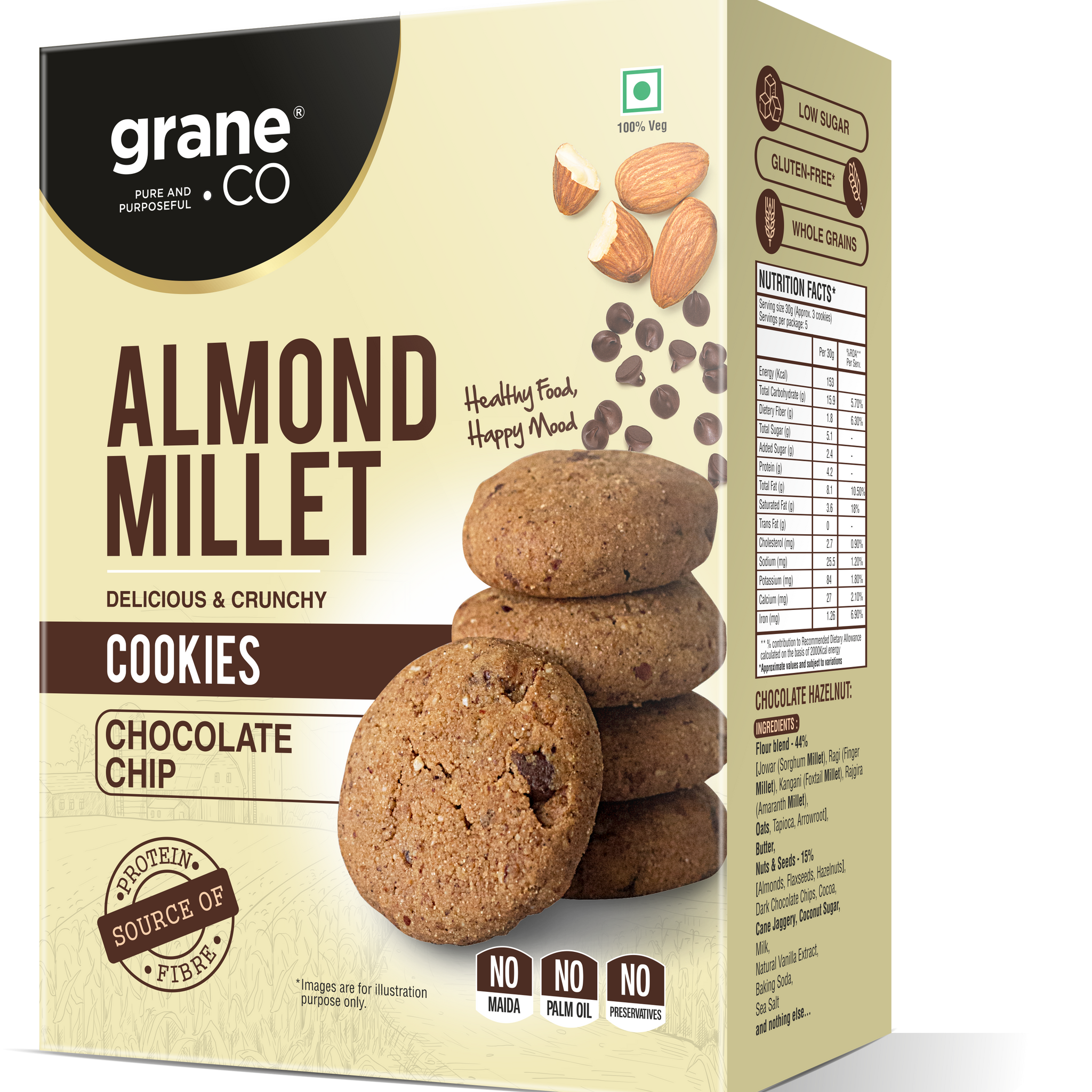 Almond Millet Cookies - Chocolate Chip