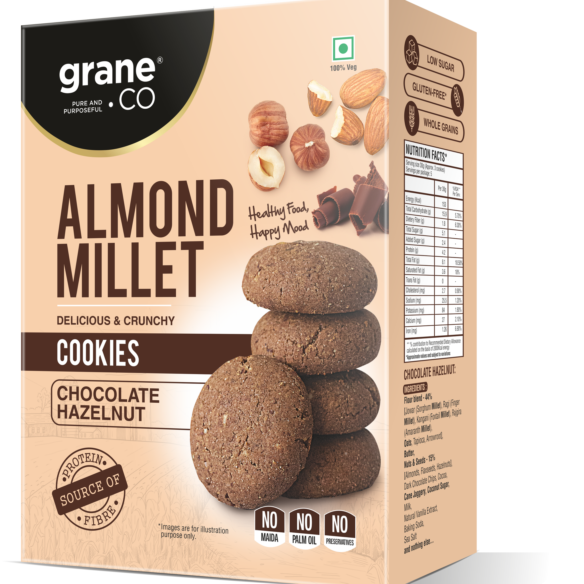 Almond Millet Cookies - Chocolate Hazelnut